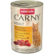 Корм Animonda Carny Adult 400 г для котів з яловичиною куркою і качиними серцями - 4017721837224